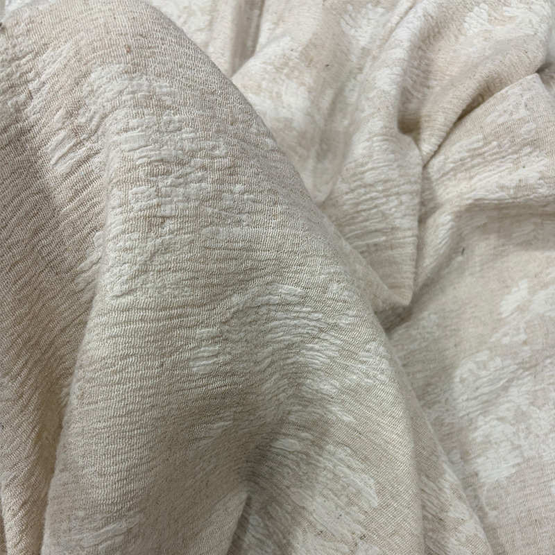 服装家绉砂t86012肌理提花布双面双层布料柔软洗棉亚麻透气面料纺
