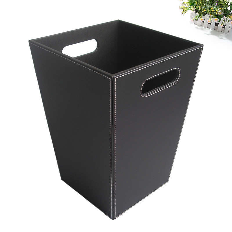 方形皮革垃圾桶无盖仿皮家用垃圾筒杂物桶废纸篓酒店客房桶收纳桶