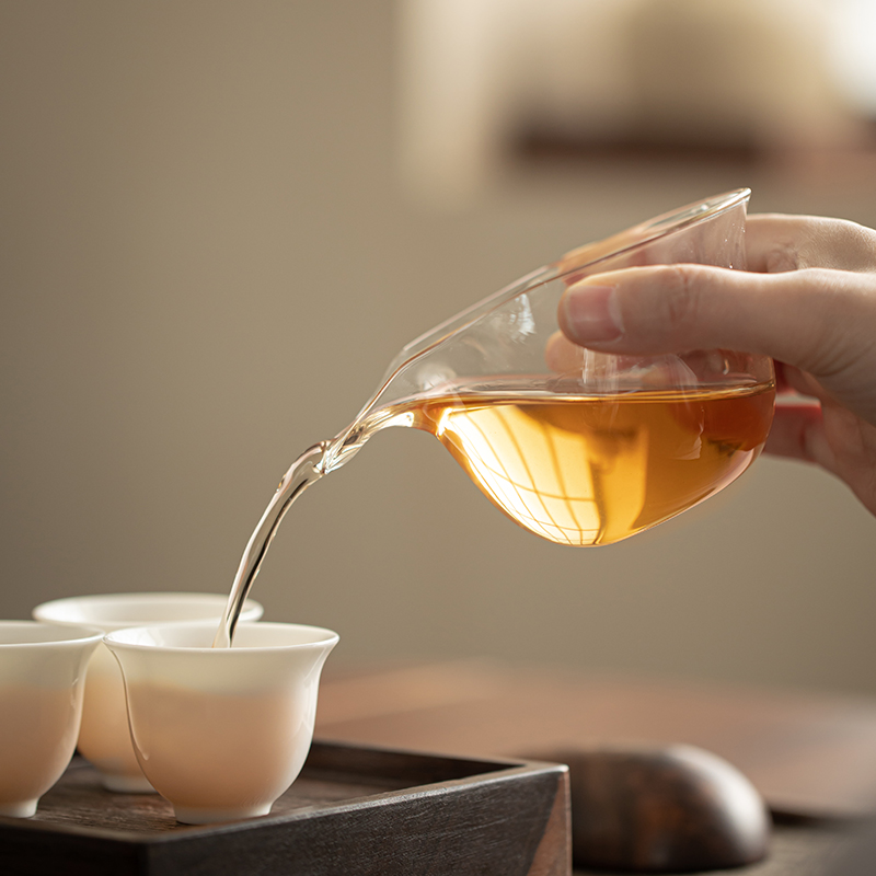 玻璃公道杯粉色茶海耐高温烟灰葫芦分茶器茶具配件高档加厚不烫手