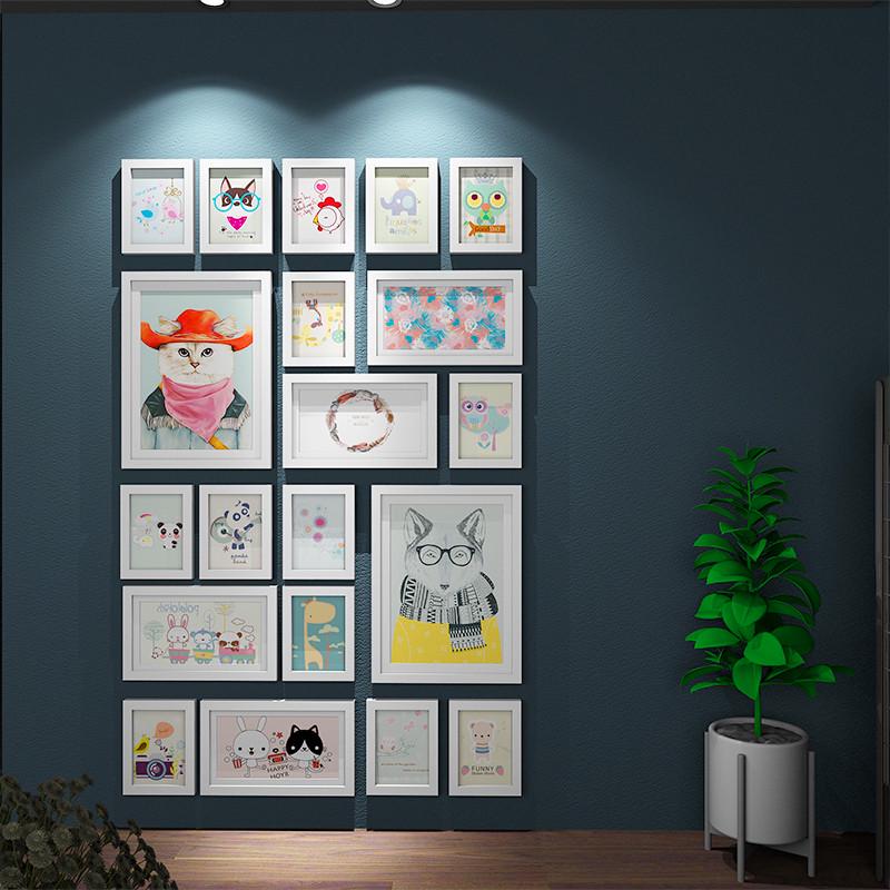 实木照片墙创意相框墙现代客厅挂墙组合画框简约欧式卧室挂画装饰图片