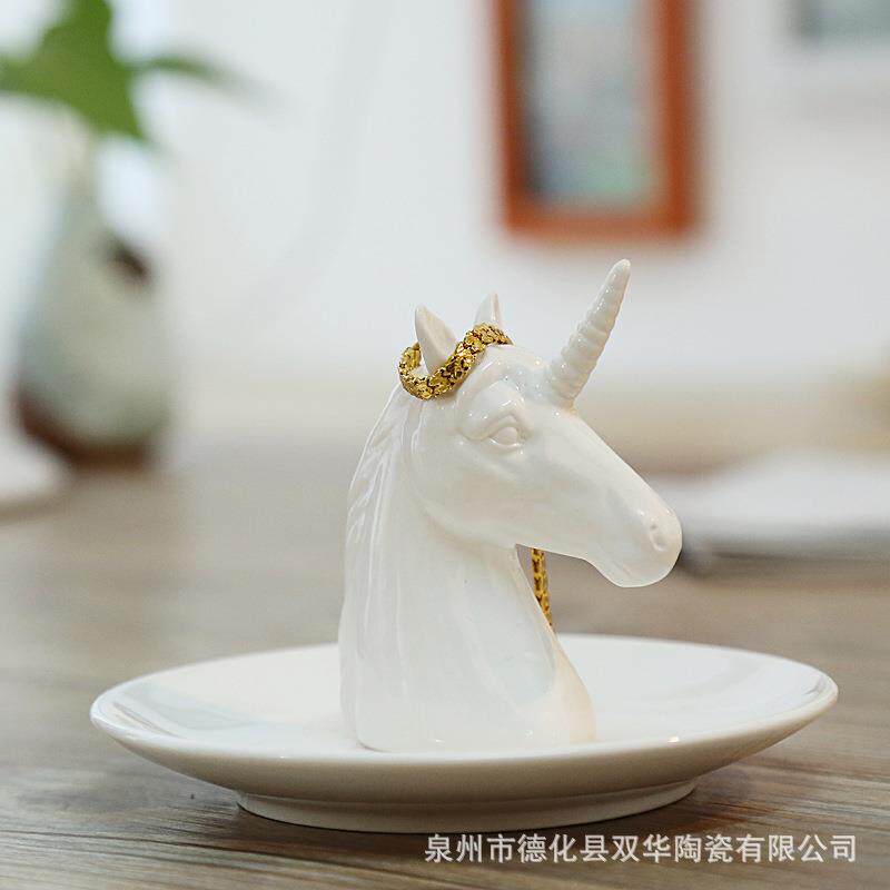 新品北欧陶瓷首饰盘动物饰品收纳盘家居工艺品摆件陶瓷摆件