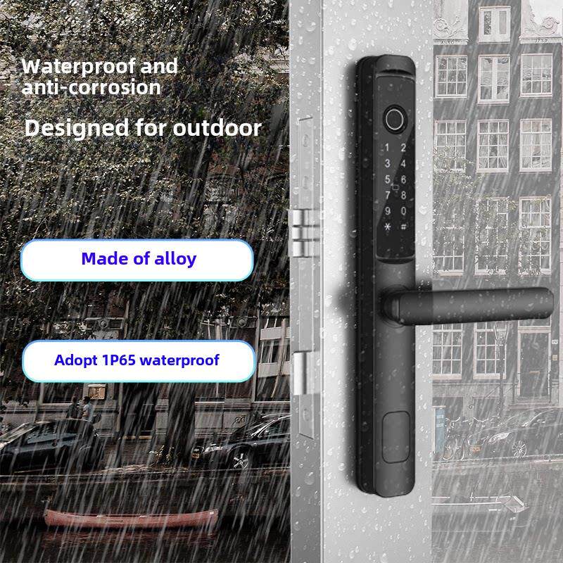断桥铝指纹户外防水智能电子超薄纱窗一体铝合金门密码通通锁远程