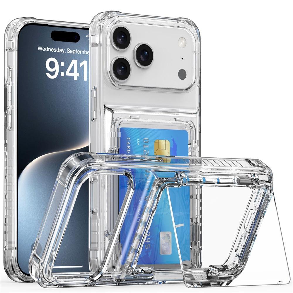 适用17透明手机壳 16ProMax套啤翻盖插卡iPhone14高级保护套5