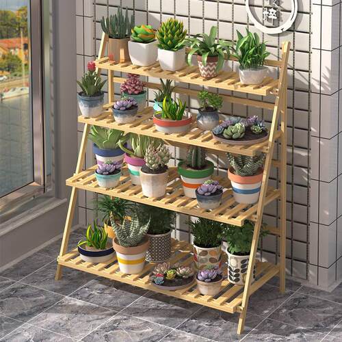 Floor-standing flower stand and storage rack for balcony, mu