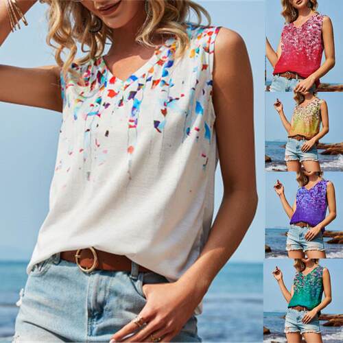 Women's floral vest sleeveless t-shirt