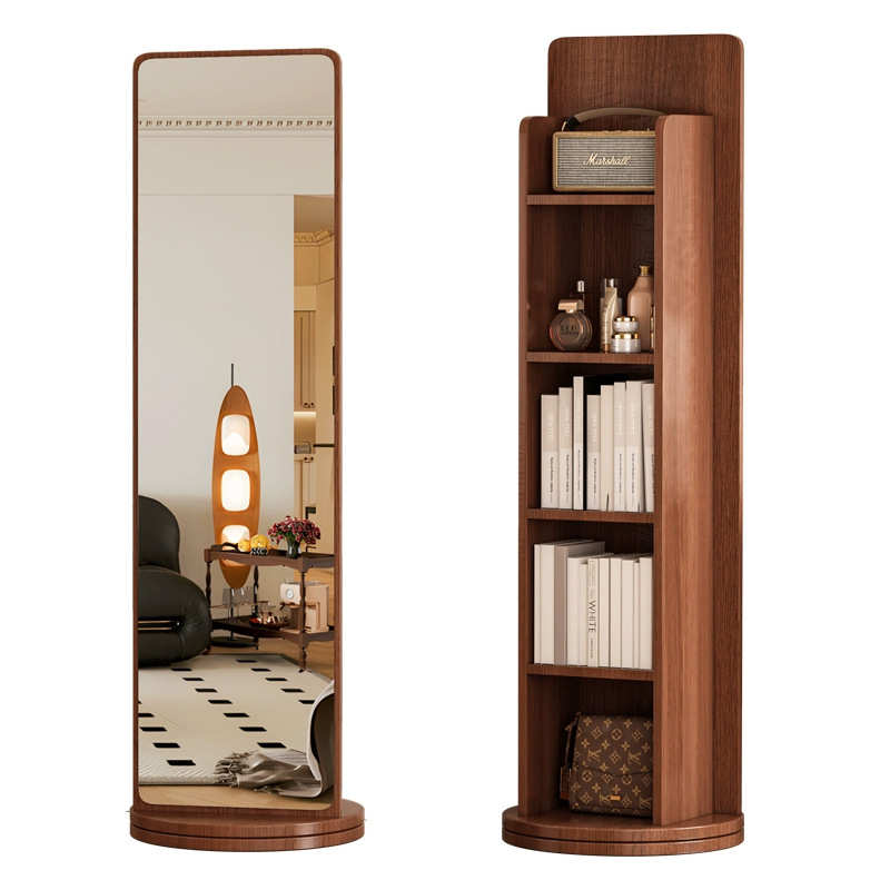 杂志镜落地镜子穿衣镜一体试衣架旋转物镜家用旋转储可全身移动