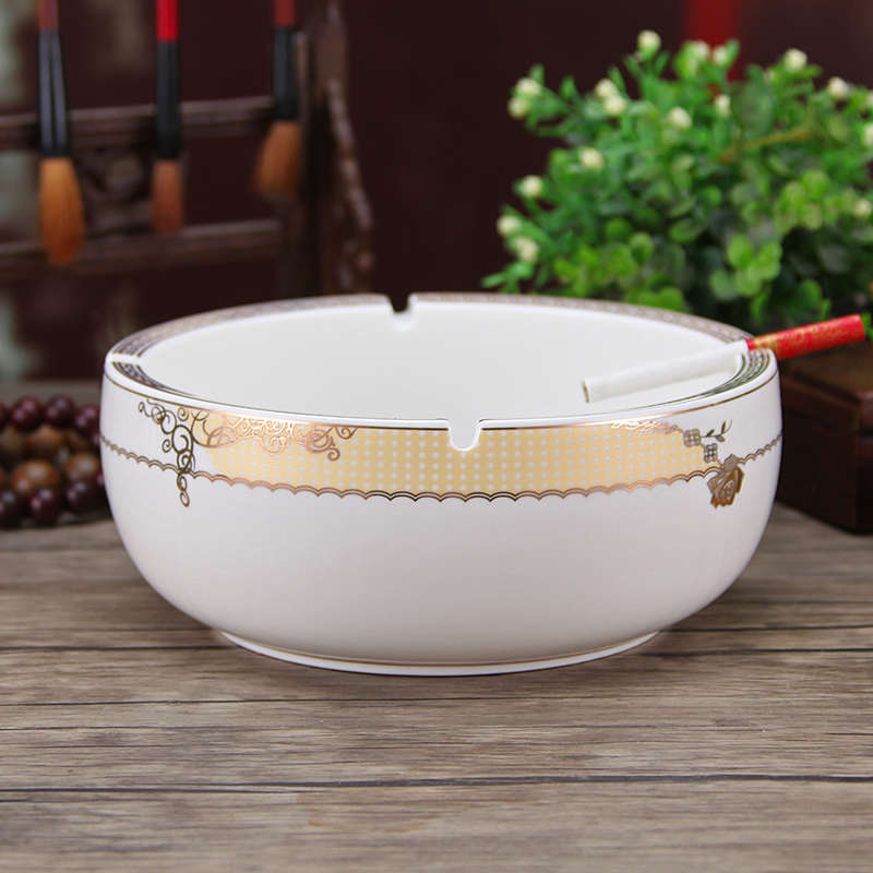 时尚实用特大号超大码创意个性中式复古易清洗青花陶瓷客厅烟灰缸