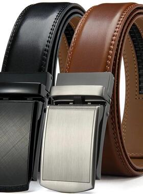 Mens Belt Genuine Leather Luxury Belt Metal Automatic Alloy