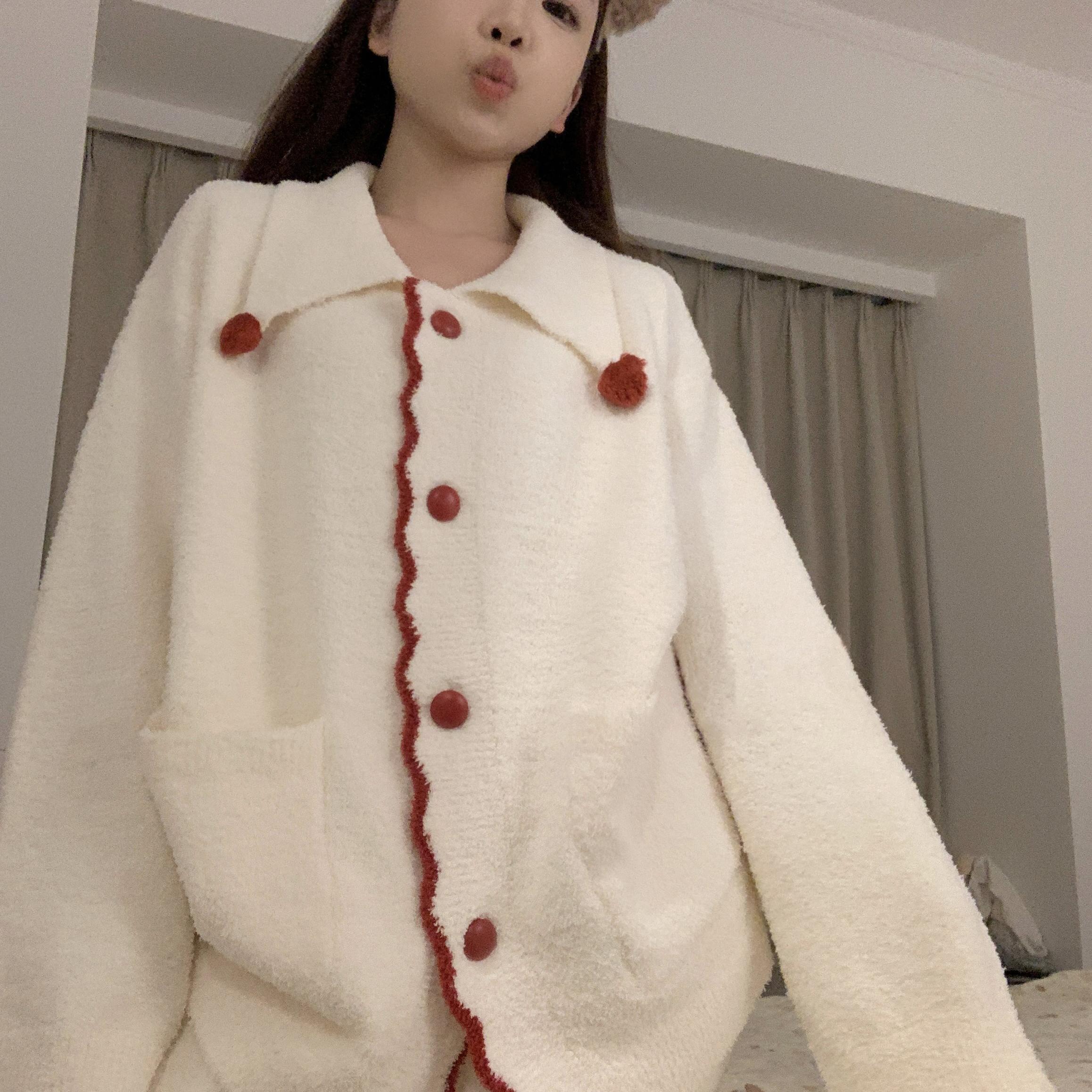 韩版少女半边绒睡衣女冬季加厚毛绒松弛感家居服套装秋冬2025新款