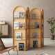 中式 复古实木藤编屏风客厅正对门卧室入户隔断玄关遮挡折叠杂志架