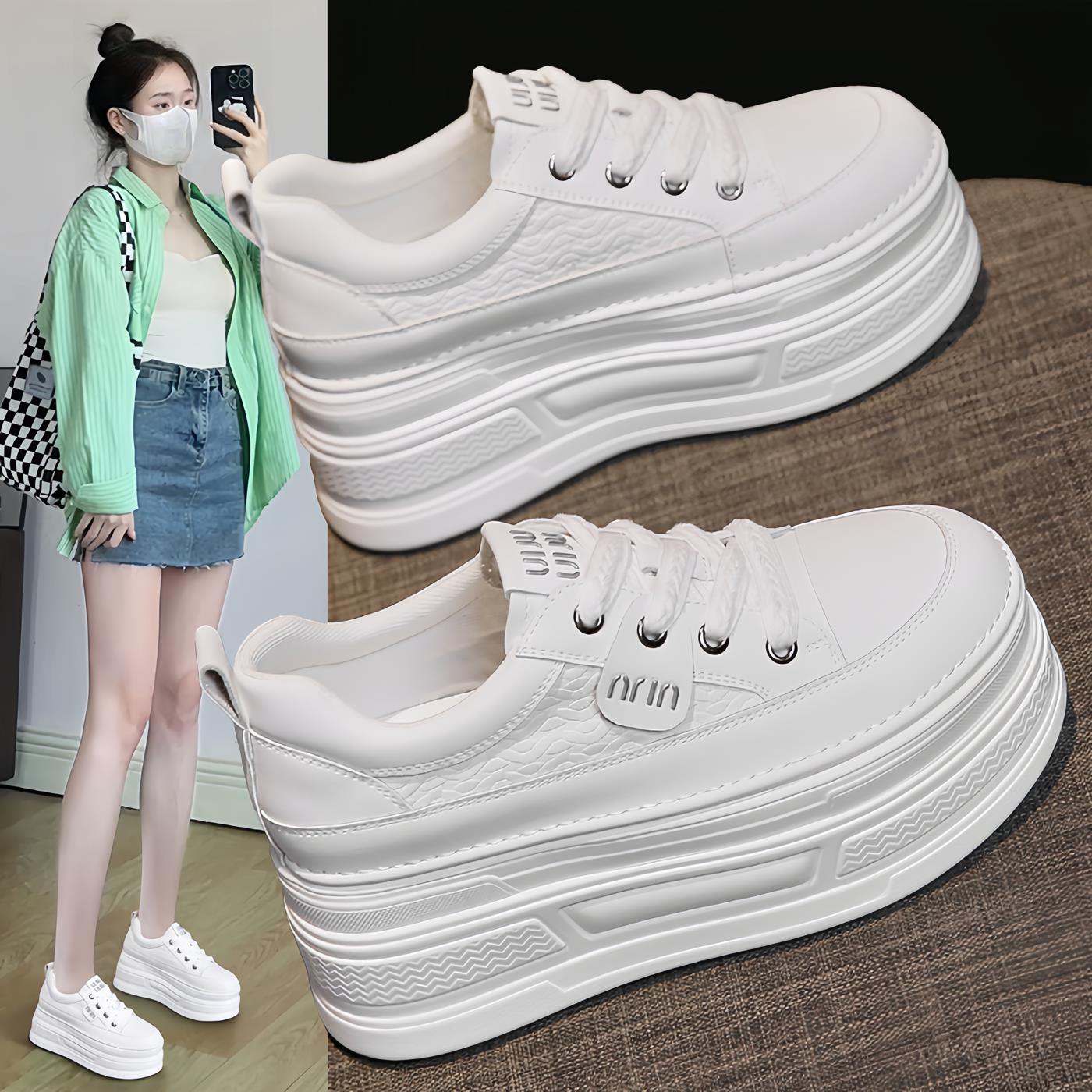 小白鞋女2025秋季新款百搭厚底板鞋白色内增高巨好看运动休闲女鞋