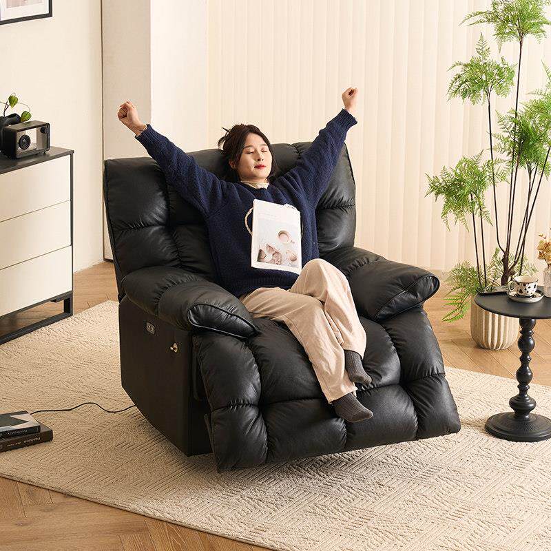 生态牛皮头等多功能舱太空懒人沙发可躺可睡云朵单人沙发电动摇椅