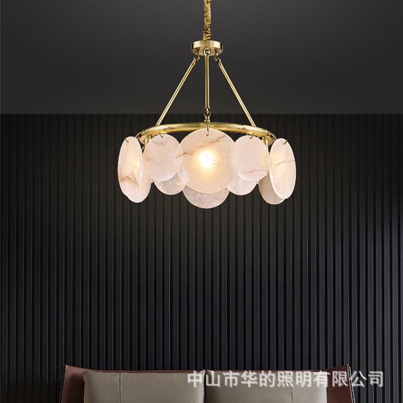 北欧天然云石吊灯轻奢别墅客厅餐厅灯大气现代设计师创意全铜灯具