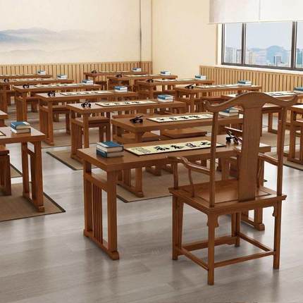 中式实木国学桌子课桌椅围棋茶艺专用培训桌辅导班学生仿古书法桌