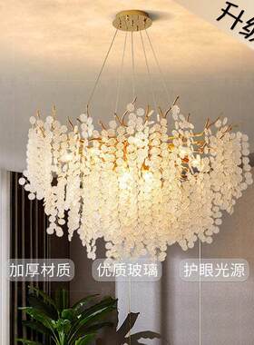 现代轻奢枝形吊灯别墅卧室餐厅灯金钱树玻璃片客厅吊灯大主灯