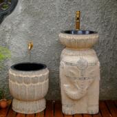 中式 户外立柱盆拖把池室外庭院洗手盆阳台洗手台别墅洗面盆拖布池