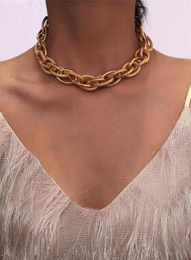 Women Punk Lock Choker Necklace Pendant Thick Chain混搭项炼