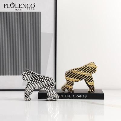 现代轻奢风抽象波纹猩猩陶瓷小摆件样板间电视柜酒柜创意软装饰品