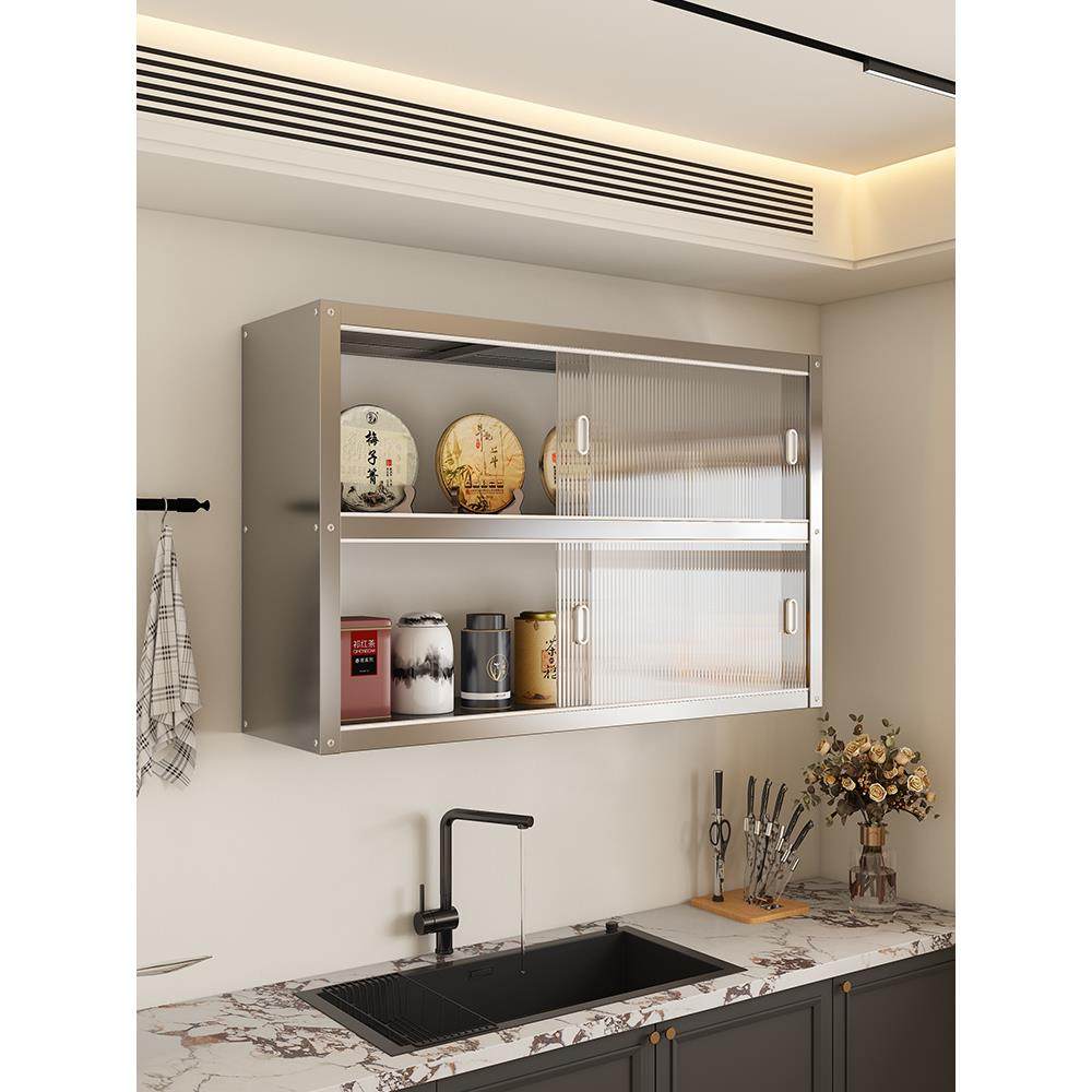 厨房置物架不锈钢壁挂式挂墙上柜上悬空吊墙壁储物推拉门柜子,厨房/烹饪用具,厨房墙壁置物架/厨房墙壁挂架,淘宝优惠券,粉丝福利购,淘宝优惠卷