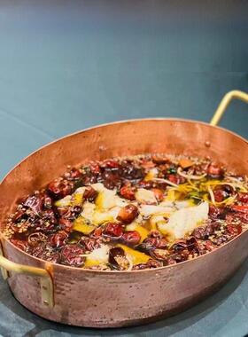 加厚纯紫铜火锅水煮鱼铜锅沸腾鱼铜盆纯手工纯铜鱼锅铜鱼盘