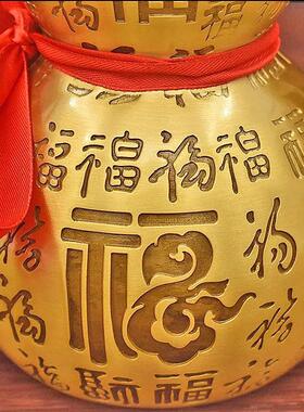 黄铜百福葫芦开盖空心开口福字大中小号客厅办公室桌面工艺品摆件