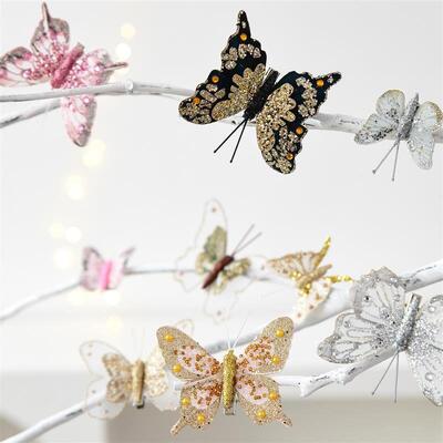Glitter Laser-Cut Butterfly Ornaments Christmas Tree Decor