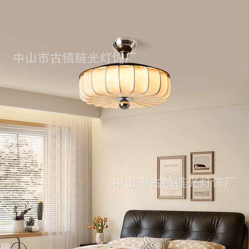 奶油风中古卧室吸顶灯法式复古Led现代简约温馨胡桃色书房吸顶灯