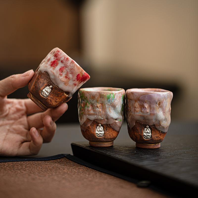 故宫文创煌志野茶杯窑变中式敦粗陶人5665899功茶杯主夫杯复古品