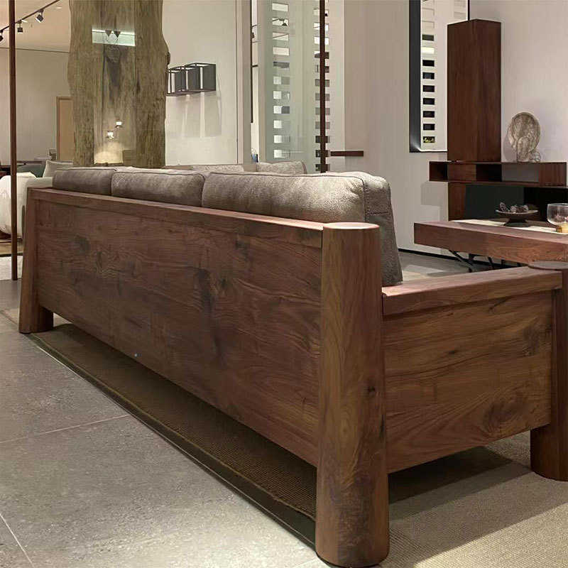 黑胡桃酒店新中式禅意民宿家具实木办公室轻奢白蜡木沙发黑胡桃木