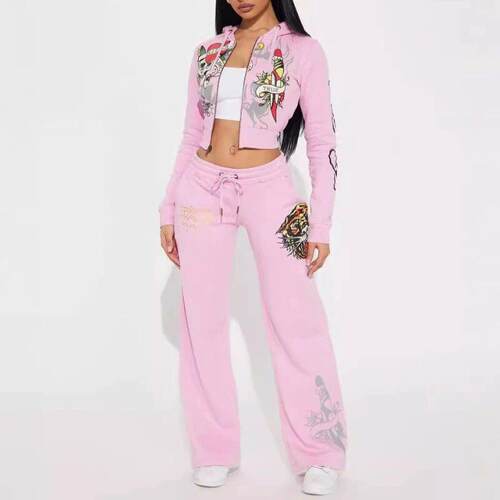 2 Piece Sets Womens Clothing Letter Print Sweatsuit Hoodie