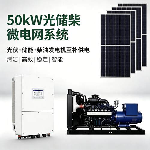 50KW光储柴发电系统太阳能发电设备全套光伏发电系统安装