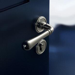 莫兰.初见.法式 门锁室内卧室家用亮银色房门锁静音磁吸覆古门把手