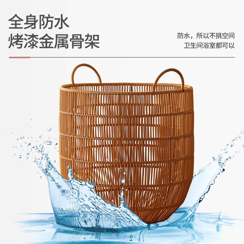 脏收纳艺筐结实藤编手工篓筐脏仿筐衣服衣服衣编织铁收纳收纳耐用
