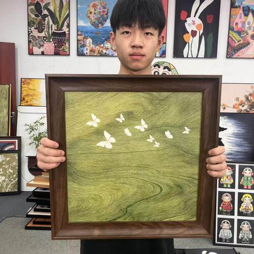 法式风复古蝴蝶桌面摆台轻奢高级感卧室床头挂画5050装饰画D049
