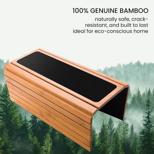 Bamboo Sofa Arm Tray Table for Couch Armrest Holder Drinks