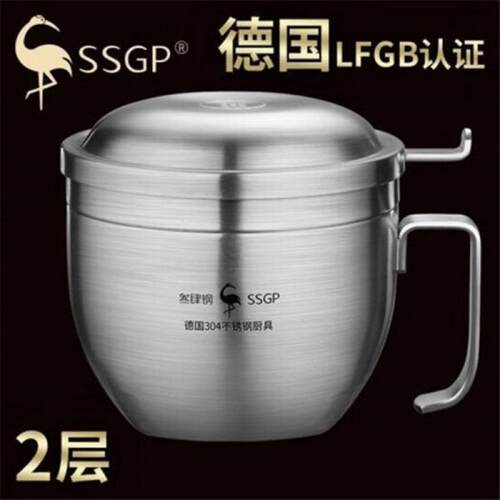SSGP叁肆钢304不锈钢泡面碗带盖餐盒大号保温饭盒单个学生宿舍吃