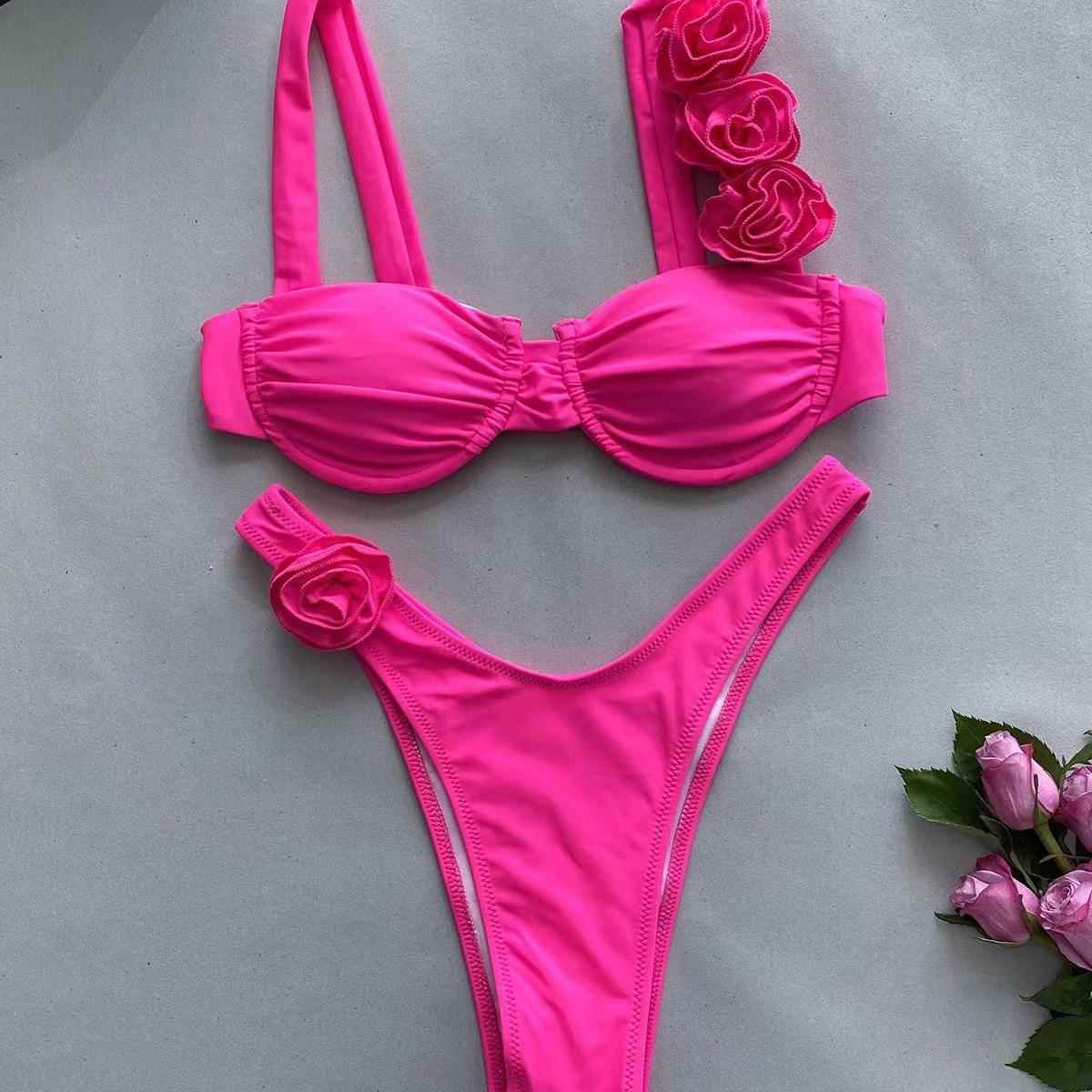 swimsuit womens split flower three-dimensional support