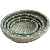 加厚青篾竹编簸箕竹箩筐果蔬收纳篮沥水洗菜篮竹筛子馒头筐圆形盆