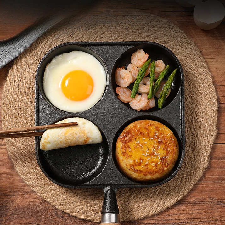 铸铁四孔煎蛋做蛋饺鸡蛋汉堡机蛋堡模具小煎饼平底不粘锅