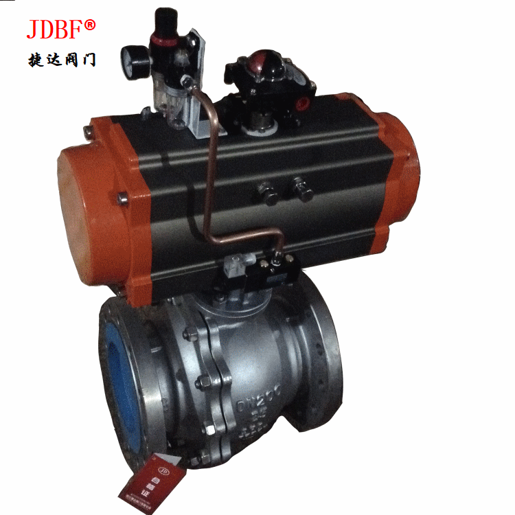 供应Q641F不锈钢气动法兰球阀，配三联件，阀体材质304