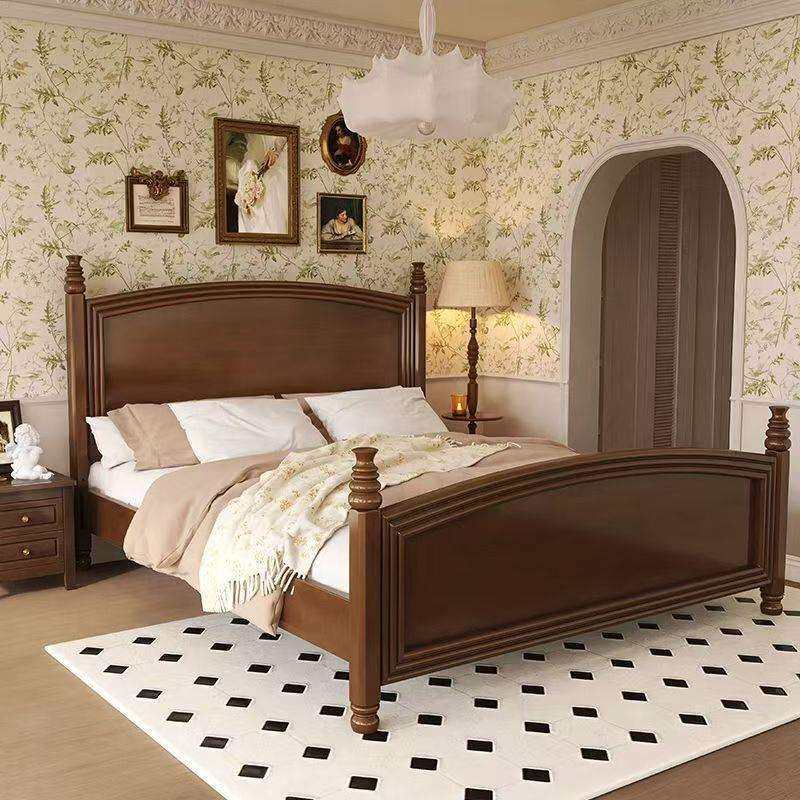 中古风实木床经典乡村风1.8主卧1.5双人床简约带抽屉储物