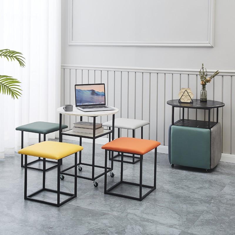 餐桌家用小户型阳台小圆桌客厅休闲茶桌凳子轻奢桌子洽谈桌椅组合