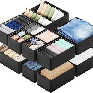 衣物抽屉收纳盒,12件装梳妆台抽屉收纳盒,衣物收纳器和储物隔间