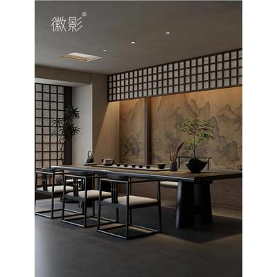 汇盈新中国风黑胡桃木茶几椅子组合宋代美学实木茶几禅宗侘寂式茶