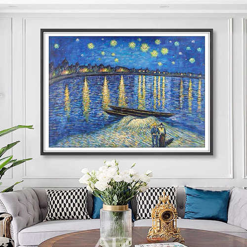 梵高名画罗纳河星夜十字绣2024新款客厅风景油画卧室餐厅手工自绣
