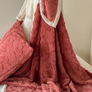 小新压花舒人棉TWO绒毯多功能纯色毛加厚休闲盖毯柔软单清双人沙
