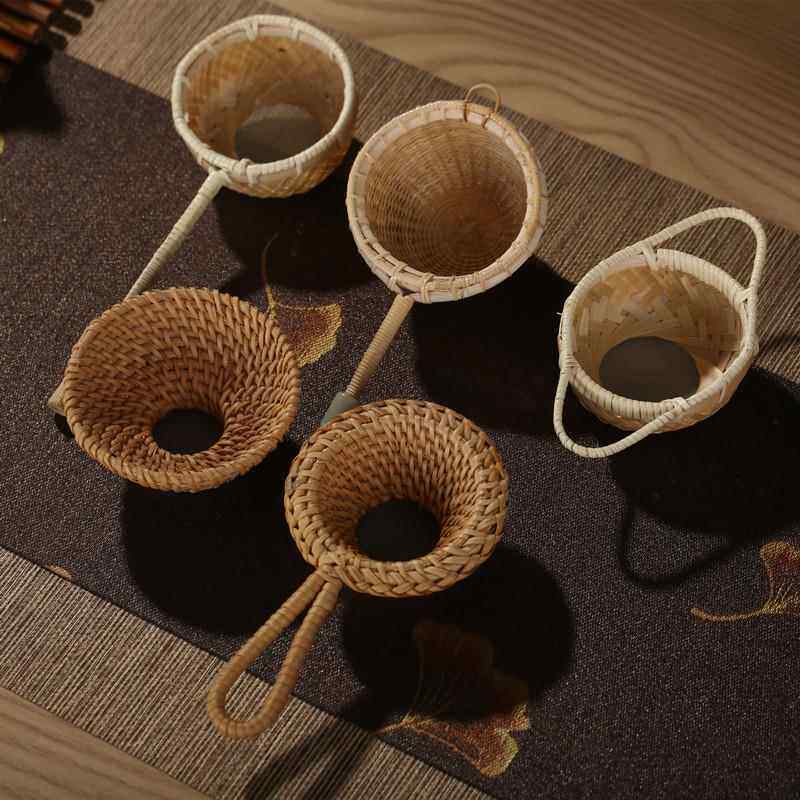 竹编茶漏竹子滤茶器茶漏覆古创意过滤双耳滤茶器编织滤网茶具茶漏