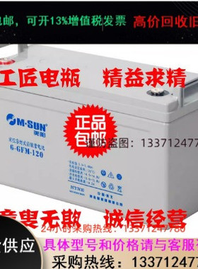 M.SUN美阳蓄电池6-GFM-120 铅酸储能电瓶 计算机后备应急电源