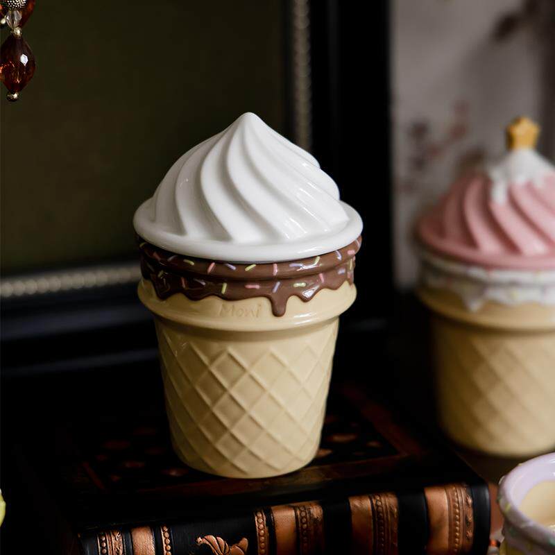 原来是泥晓涵手作陶瓷冰淇淋圣代手握杯咖啡杯随手杯带盖甜点杯