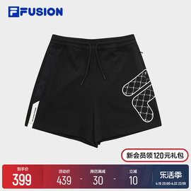 FILA FUSION斐乐潮牌女士针织短裤夏季时尚宽松运动休闲裤五分裤